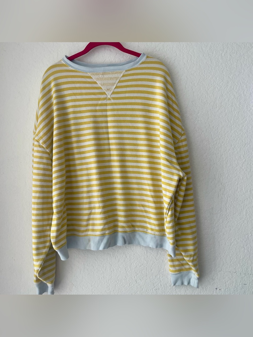 Free People We The Free Striped Oversized Crewneck Sweatshirt Yellow Small